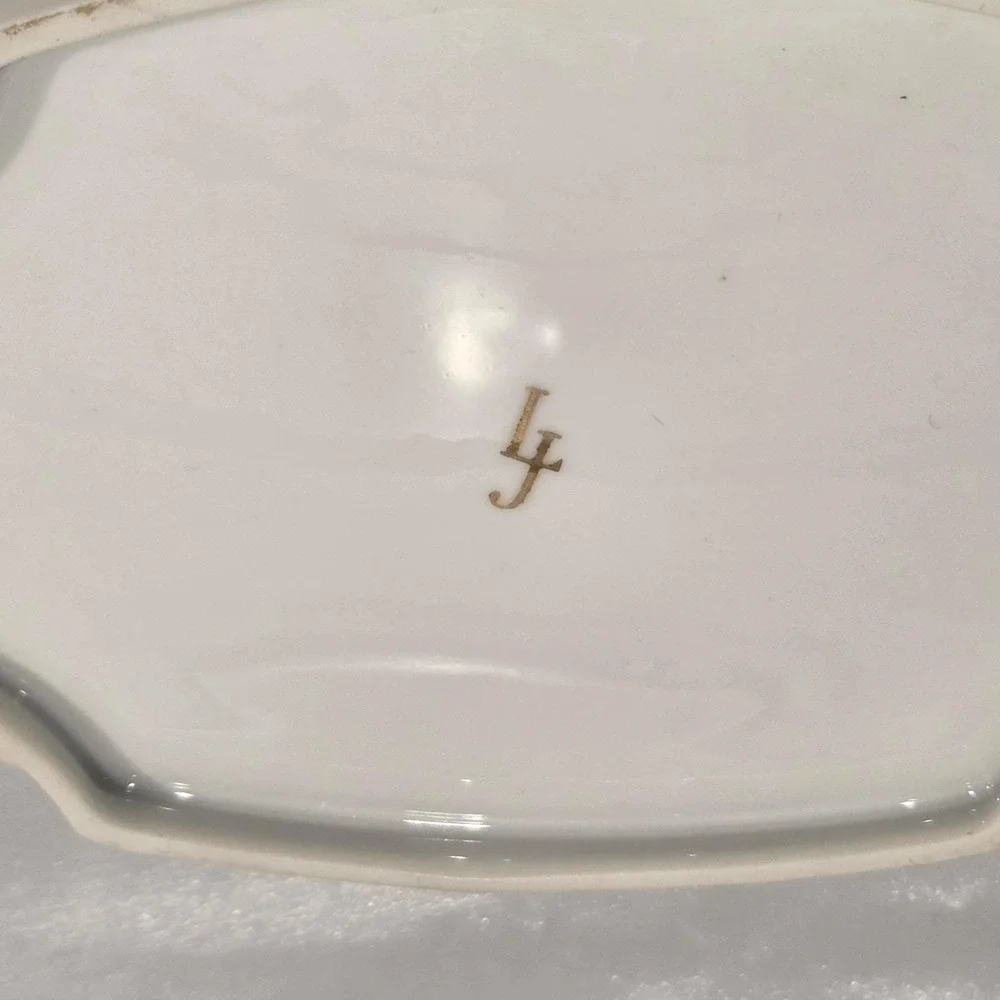 Vintage‎ LJ of Japan Porcelain Trinket Jewelry Tray Keepsakes Vanity Decor Blue